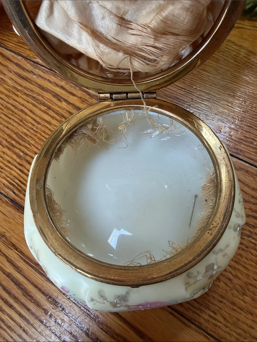 Wave Crest jewelry casket dresser box. Helmschmied Swirl with floral print.